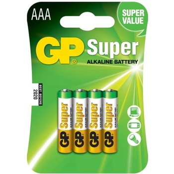 GP Batteries Алкална батерия gp super lr03 aaa, 4 бр. в опаковка - блистер, 1.5v, gp-ba-24a21 (gp-ba-24a21-sb4)