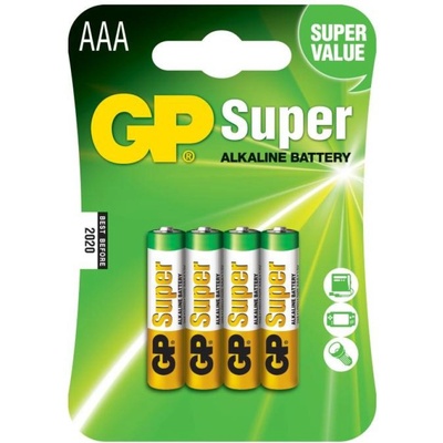 GP Batteries Алкална батерия gp super lr03 aaa, 4 бр. в опаковка - блистер, 1.5v, gp-ba-24a21 (gp-ba-24a21-sb4)