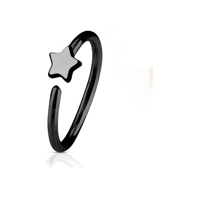 Šperky4U černý piercing do nosu/ucha kruh s hvězdou N0053-K