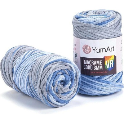 Pletací / háčkovací příze YarnArt MACRAME CORD VR 3mm 916 modro-šedá, melírovaná 250g/85m