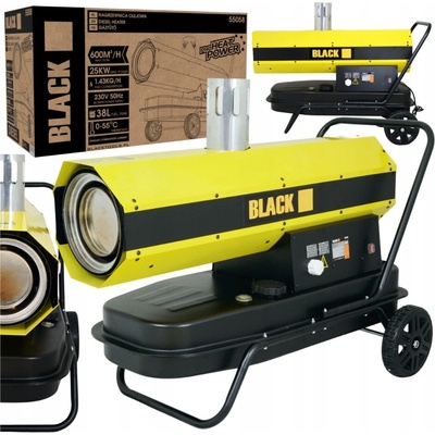 Olejový ohřívač s ventilátorem a komínem 25 kW, termostat LCD, Black Tools