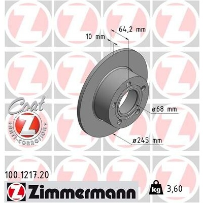 Brzdový kotúč ZIMMERMANN 100.1217.20 (100121720)