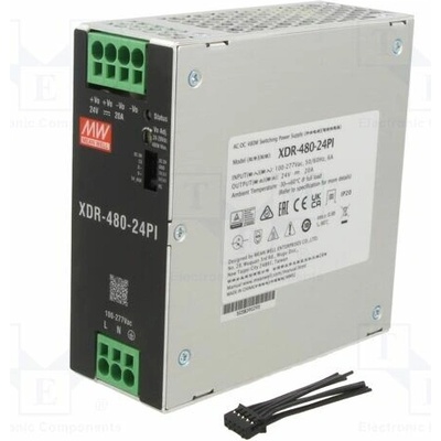 MEAN WELL XDR-480-24PI Napájecí zdroj: spínaný; na lištu DIN; 480W; 24VDC; 0÷20A; OUT: 1