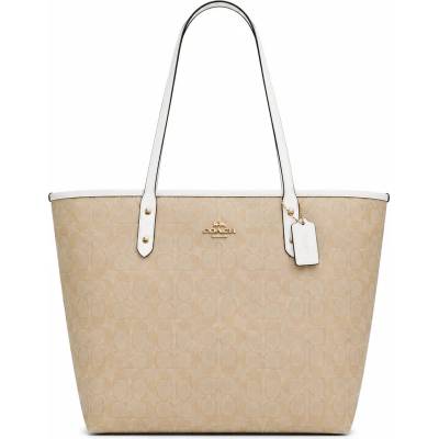 Coach Дамска чанта Coach Reversible City Tote, Бежов / Бял (CC40-YELOW-WHITE)
