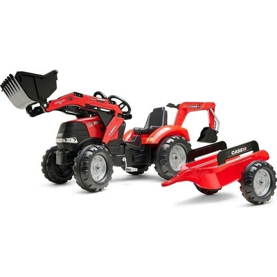 Falk Šlapací traktor 996Y Case IH s nakladačem rýpadlem a vlečkou