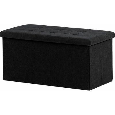 AUTRONIC Taburet s úložným priestorom, čierna menčestrová látka 37 × 77 × 38 cm