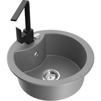 Mexen Diego гранитна мивка с 1 отделение с кухненски смесител Rita, сив - 6512-71-670300-70 (6512-71-670300-70)
