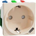 Schneider Electric SE Контакт шуко с детска защита авт. и USB тип C 2 мод. цвят Крем Unica - NU301744 (NU301744)