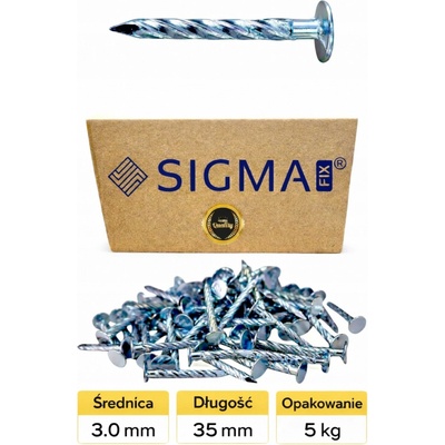 Klince na lepenku Skrutkovacie 3,0x35 mm ZINKOVANÉ 5 kg SIGMA-FIX