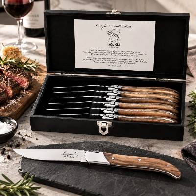 Laguiole Sada steakových nožů Laguiole Luxury 6 ks olive