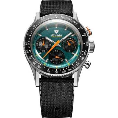 Nivada Grenchen Chronoking Meca Racing Green - Inter. Bezel - Black Rubber Tropic