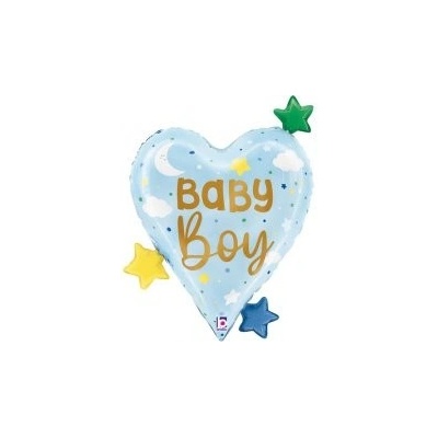 GRABO fóliový balónek Srdce Baby Boy 25" 64cm nafukovací
