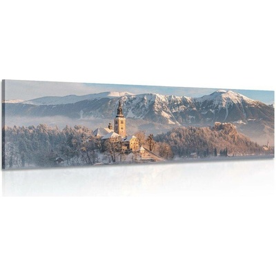 Obraz kostel u jezera Bled ve Slovinsku - 90x30