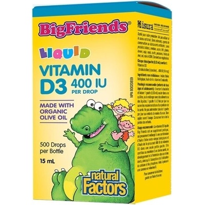 Natural Factors Vitamin D3 Big Friends®/ Витамин D3 за деца 400 IU x 15 ml/ 500 дози Natural Factors (1545 NF)