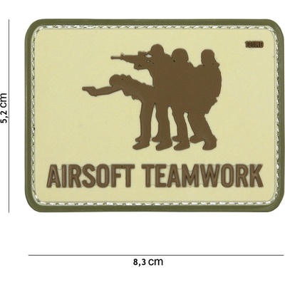 Gumová nášivka 101 Inc nápis Airsoft Teamwork - coyote