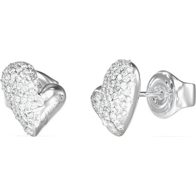 Guess Oceľové srdiečka s kryštálmi Golden Love JUBE06453JWRHT/U