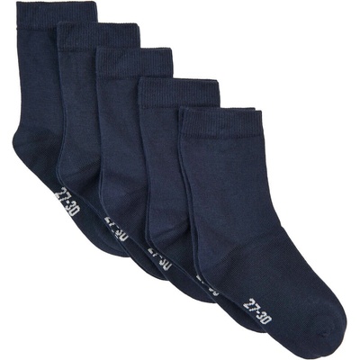 Minymo 5 párov ponožiek pre deti z bavlny jednofarebnej modrej dark navy