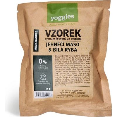 Yoggies minigranule lisované za studena s probiotiky Jehněčí maso & bílá ryba 90 g