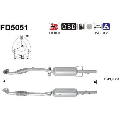 Filtr sazových částic, výfukový systém AS FD5051