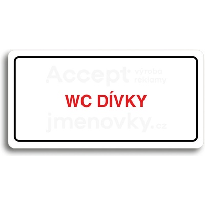 ACCEPT Piktogram WC DÍVKY - bílá tabulka - barevný tisk
