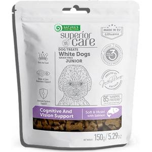 Nature's Protection Superior Care White Dogs Puppy/Junior Sensitive Care with Salmon- Снакс за млади кучета от всички породи с бяла или светла козина- 150гр