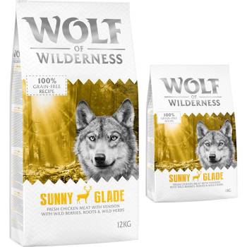 Wolf of Wilderness 12 + 2 подарък! 14 кг Wolf of Wilderness суха храна - Sunny Glade еленско