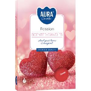 BISPOL Комплект ароматни чаени свещи Bispol Aura - Passion, 6 броя