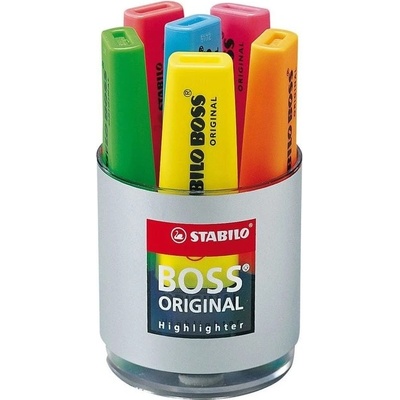 Zvýrazňovač STABILO BOSS ORIGINAL, sada 6 ks v pohári