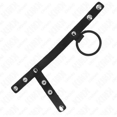 Ринг за пенис и тестиси, мощна ерекция - Silicone Ring Leather Strap (D-241281)