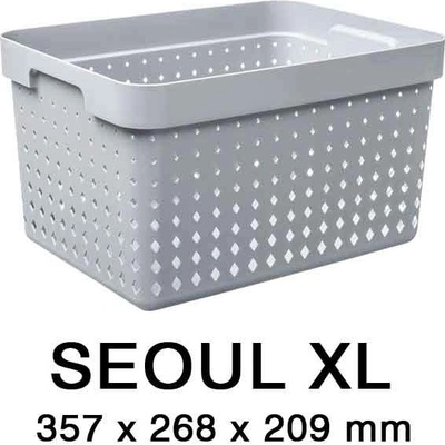 Plast Team Plastový košík SEOUL XL 6025 27 x 38 x 21 cm svetlosivá