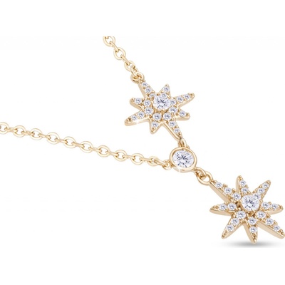 Biju Pozlacený řetízek 14k zlatem s přívěskem, hvězdičky ozdobené zirkony 3001863
