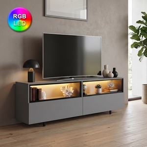 TopMebel Eco TopMebel меламинов ТВ шкаф с RGB LED в антрацит цвят 180x32x67cm