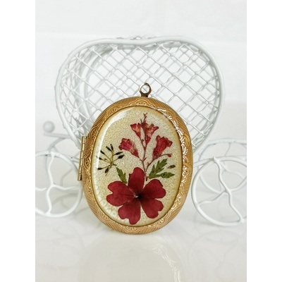 Meganflo Медальон за снимка червена върбинка -Gold