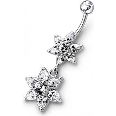 S4U Stříbrný piercing do pupíku kytičky (čirá) BP01193-C