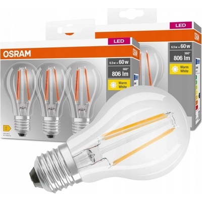 Osram LED žárovky E27 7W 2700K 3 kusy