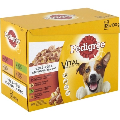 Pedigree Adult Multipack kuře a jehně & drůbež a hovězí v želé 12 x 100 g