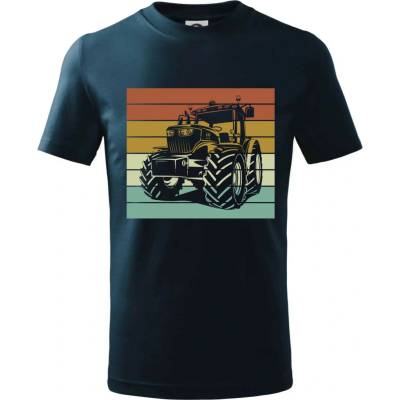 Vintage traktor tričko detské Tmavomodrá