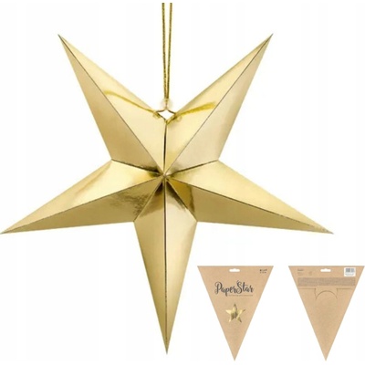 PartyDeco HVĚZDA papírová zlatá 45cm – Zboží Mobilmania