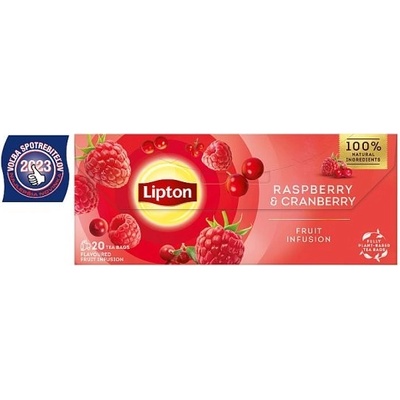 Lipton Raspberry & Cranberry ovocný čaj 20 vrecúšok 32 g
