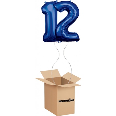 HeliumKing Balónový box Narodeninové číslo 12 modré 86 cm