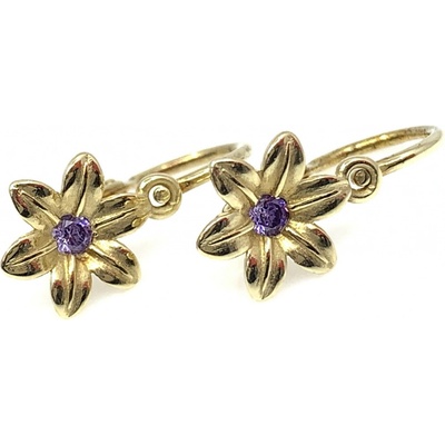 Jan Kos jewellery zlaté náušnice s fialovým kamenem 59616187