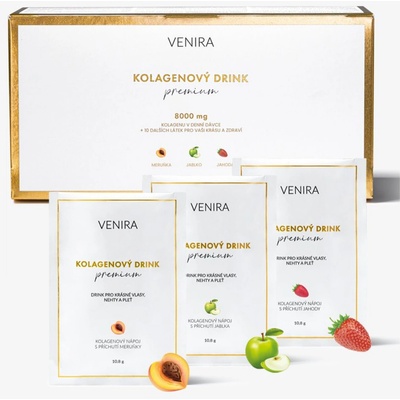 Venira Premium kolagenový drink pro vlasy, nehty a pleť 324 g jahoda, meruňka, jablko