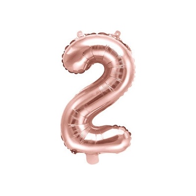 PartyDeco Balónek fóliový číslice 2 Rose Gold 35 cm