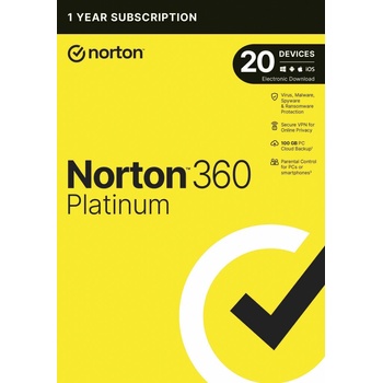 NORTON 360 PLATINUM 100 GB +VPN 1 lic. 20 lic. 12 mes.