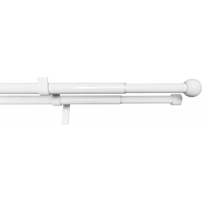 Dvojitá záclonová souprava roztaž.KOULE 16/19mm, 120-230cm, bílá,bez kroužk 7173-038472