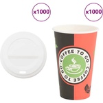 vidaXL хартиени чаши за кафе с капачки 1000 бр. 16oz 400ml (3325214)