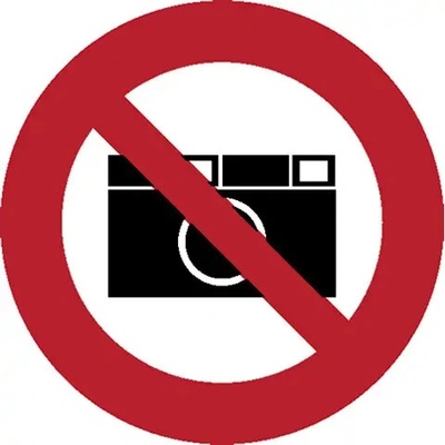 Značka Zákaz fotografovania, fólia, ø 100 mm