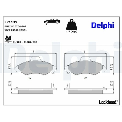 Sada brzdových platničiek kotúčovej brzdy DELPHI LP1139
