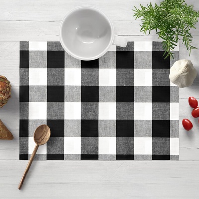 Biante bavlna prestieranie Olivia OL-004 Čierno-biela kocka veľká 30x40 cm