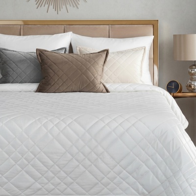 Eurofirany ový glamour prehoz - paplón RIA 6 biely biela Zamat 170x210 cm